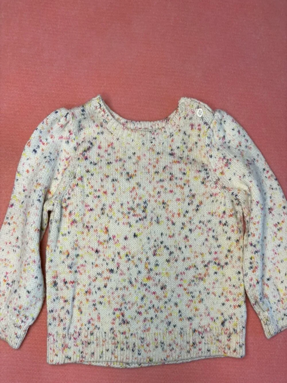 Baby Gap confetti sweater, buttons on shoulder, size 12-18 months